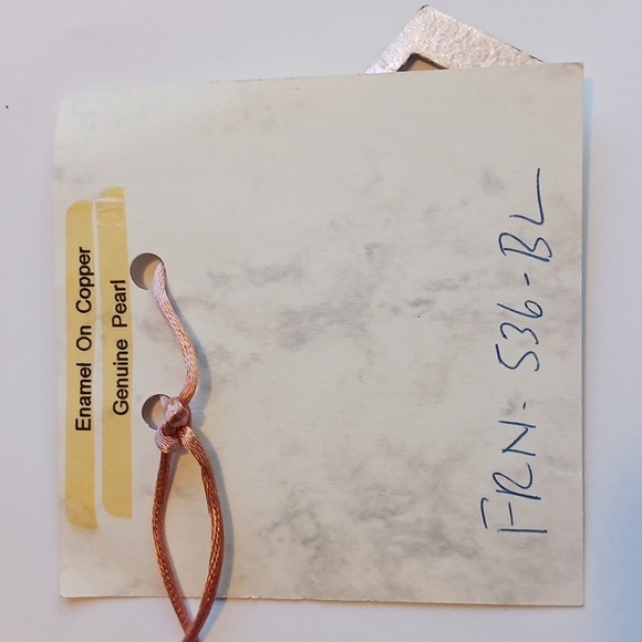 Necklace Vintage Hand Crafted Enamel Copper Genuine Pearl Pink #eshopchicago - Picture 6 of 6